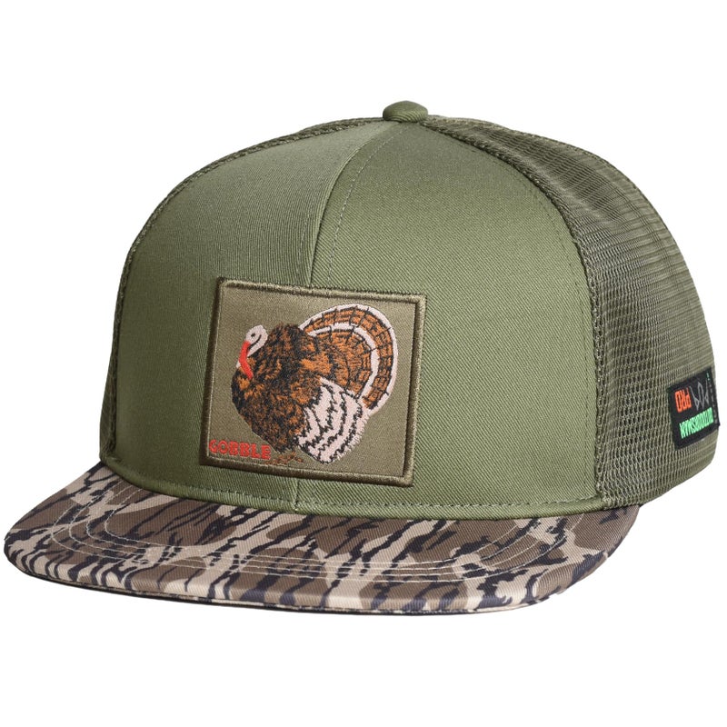 EDTREK Outdoorsman Pro Trucker Breathable Mesh Performance Cap - Flat Brim Snapback Hat (Turkey - Olive Bottomland Camo) - Image 2
