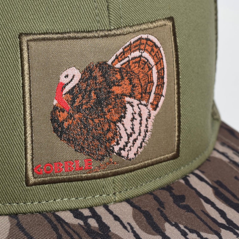 EDTREK Outdoorsman Pro Trucker Breathable Mesh Performance Cap - Flat Brim Snapback Hat (Turkey - Olive Bottomland Camo) - Image 3