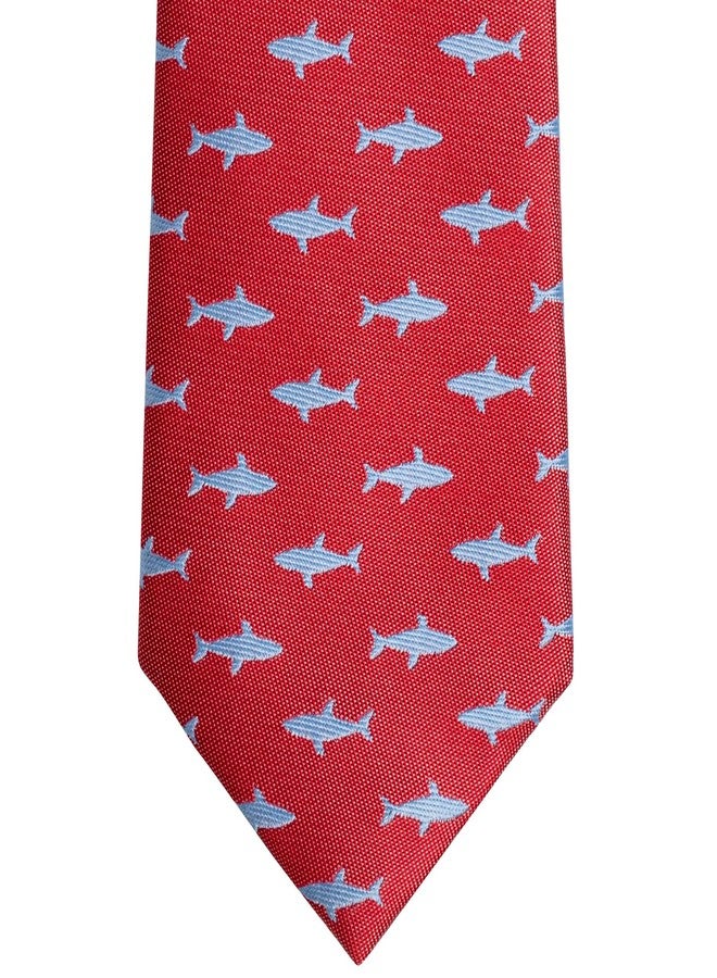 هاوسن ربطات عنق رجالية من هاوسون بتصميم سمكة قرش حمراء، مقاس 2.5 بوصة، بنمط سمكة قرش بحرية، رفيعة، مصنوعة من البوليستر الجاكار، هدايا مبتكرة ومضحكة، مناسبة لصيادي الأسماك وقادة السفن البحرية. - Image 4