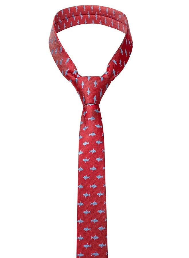 هاوسن ربطات عنق رجالية من هاوسون بتصميم سمكة قرش حمراء، مقاس 2.5 بوصة، بنمط سمكة قرش بحرية، رفيعة، مصنوعة من البوليستر الجاكار، هدايا مبتكرة ومضحكة، مناسبة لصيادي الأسماك وقادة السفن البحرية. - Image 5