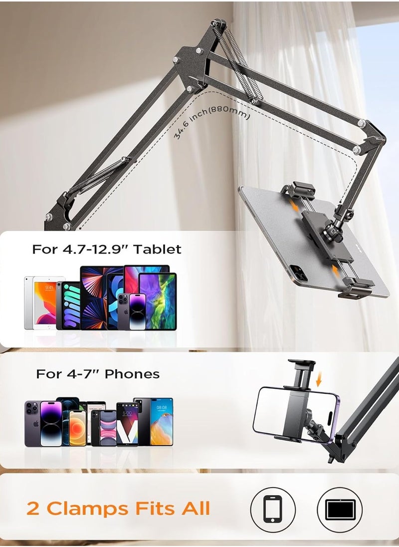 General Tablet Stand Phone Holder iPad Holder for Desk Mount[Ultra Sturdy] 2 Clamps Kindle Holder for Bed Gooseneck Phone Tablet Holder Mount Phone Stand fits iPhone 15 Pro iPad Kindle 4-13" Device  - Image 2