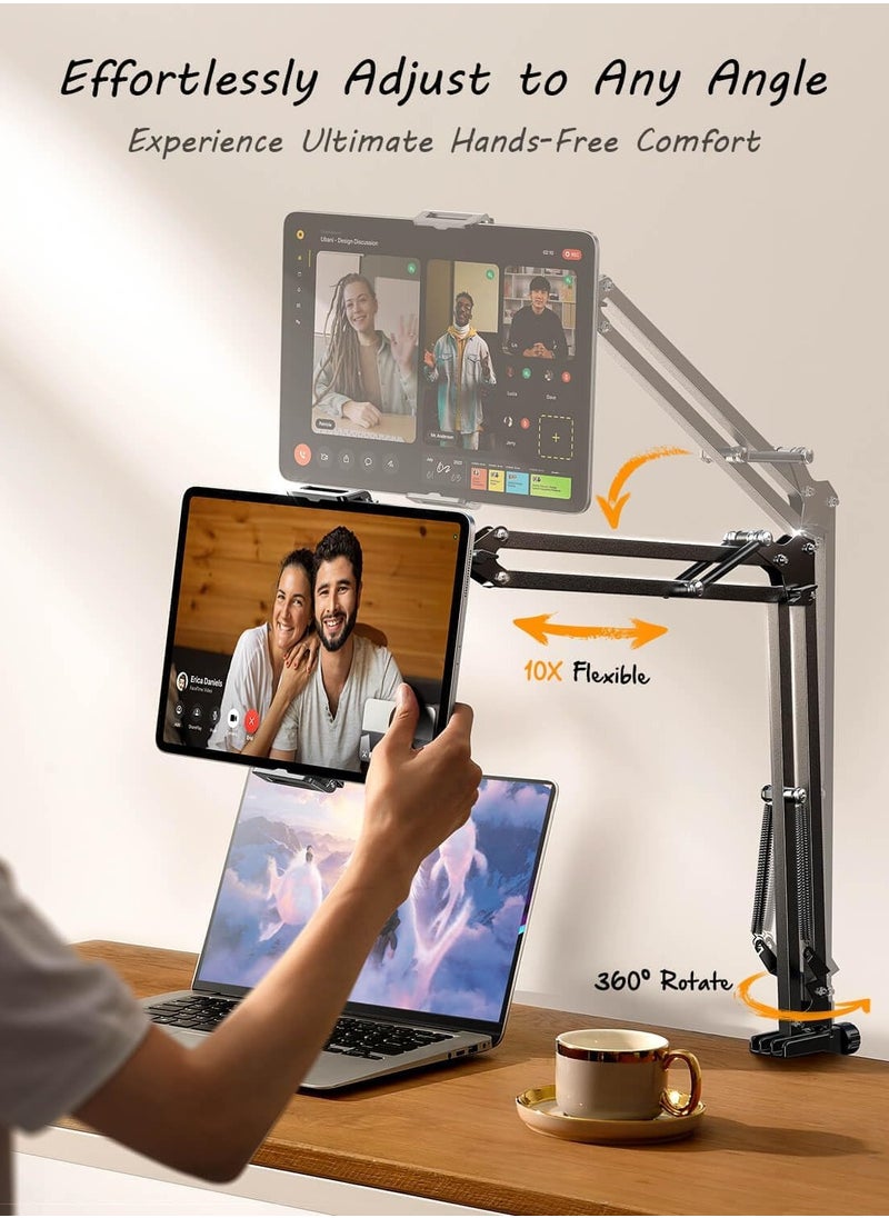 General Tablet Stand Phone Holder iPad Holder for Desk Mount[Ultra Sturdy] 2 Clamps Kindle Holder for Bed Gooseneck Phone Tablet Holder Mount Phone Stand fits iPhone 15 Pro iPad Kindle 4-13" Device  - Image 3