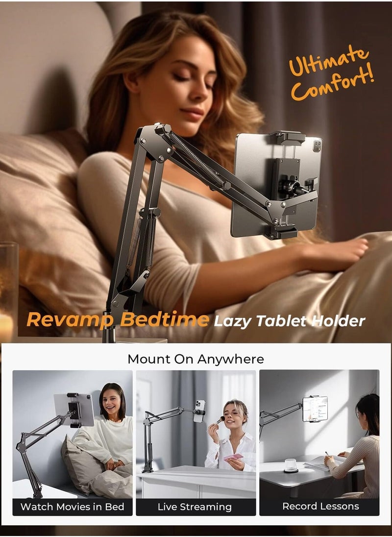General Tablet Stand Phone Holder iPad Holder for Desk Mount[Ultra Sturdy] 2 Clamps Kindle Holder for Bed Gooseneck Phone Tablet Holder Mount Phone Stand fits iPhone 15 Pro iPad Kindle 4-13" Device  - Image 4