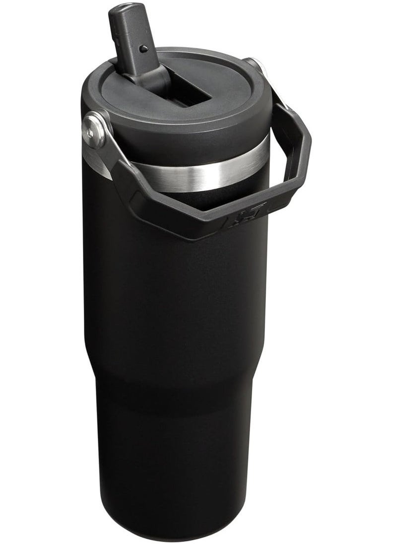 Stanley - : IceFlow Stainless Steel Tumbler 30oz, Leak-Resistant, Vacuum Insulated Water Bottle with Straw, Keeps Drinks Cold for 12 Hours or Iced for 2 Days, Ideal for Home, Office, or Travel, Black – Durable & Stylish Hydration Solution - Image 1