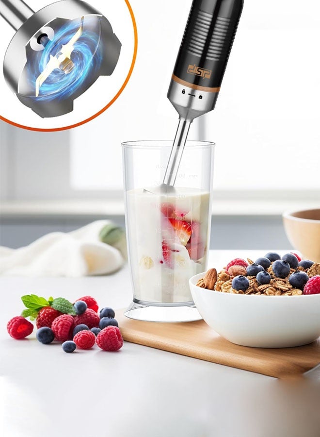 DSP Hand Blenders,5 IN 1 Electric Hand Blender,1000W Hand Mixer with 304 Stainless Steel Blade,Food Processor,Beaker,Egg Whisk&Milk Frother,Non-BPA,ideal for Baby Food,Soups,Smoothies,Puree,KM1173 - Image 4