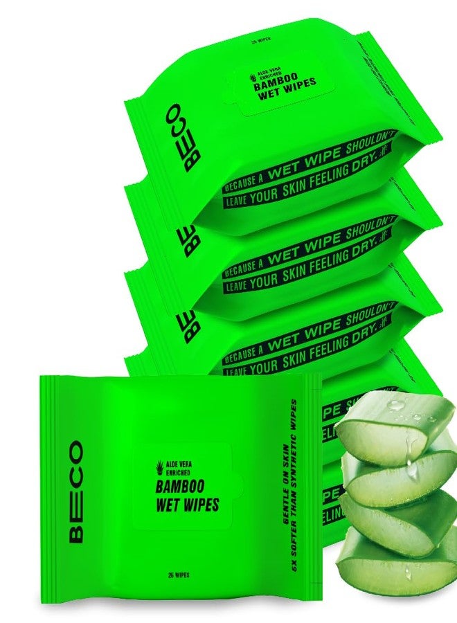 Beco Bamboo Aloe Vera Wet Wipes, 25 Pulls Each, Pack of 6, 100% Natural & Eco-Friendly - Image 1