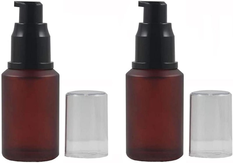 XINGZI 2 PCS 60ML(2 OZ) Upscale Empty URefillable Wine Red Glass Pump Press Lotion Bottle Cosmetic Make Up Oil Cream Emulsion Jar Bottle Storage Containers