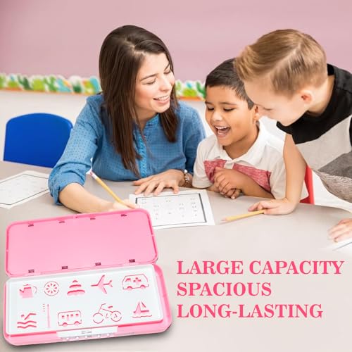 Global Impex Large Size Plastic Basketball-Themed Pencil Box & Stationery Box with Lock, Compartment & Stencil Partition Tray for Drawing Airplane, Bus Password Protected - Image 3