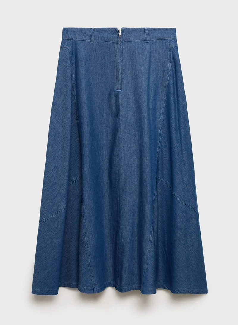 مانجو Zipped Denim Skirt