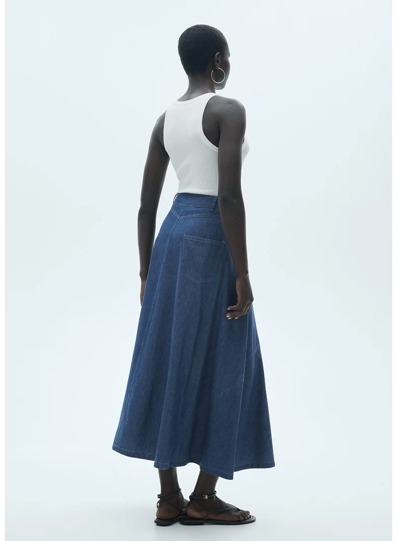 مانجو Zipped Denim Skirt