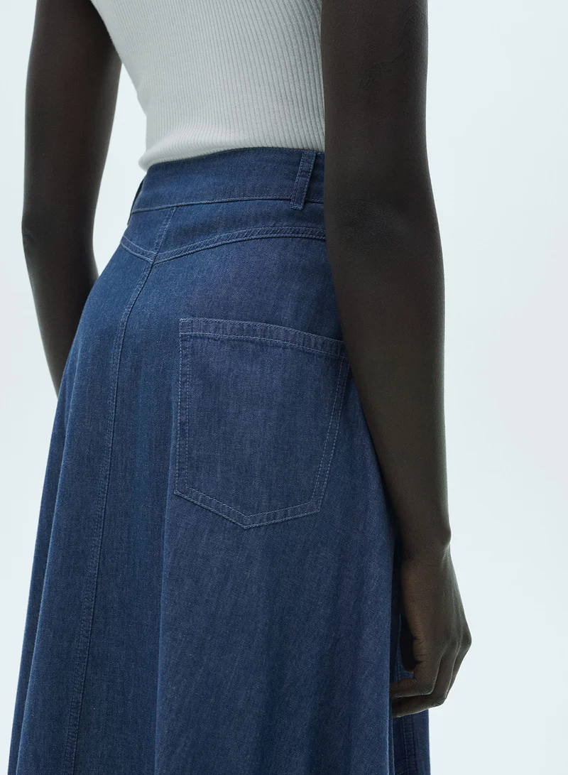 مانجو Zipped Denim Skirt