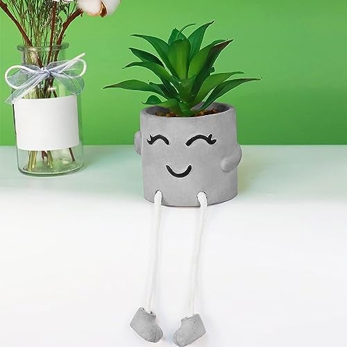 Zerzsy Artificialplant Succulents in Cement Pots with Hanging Leg, Kitchen Shelf Decoration,Bathroom Mini Plants Decor, Shelf Decor Accents, Office Wall Decoration - Set of 1 - Image 3