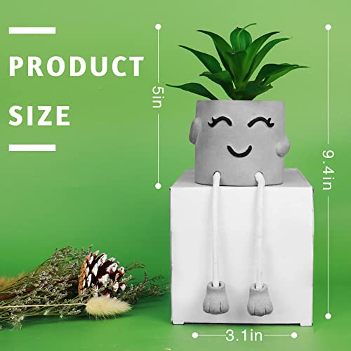 Zerzsy Artificialplant Succulents in Cement Pots with Hanging Leg, Kitchen Shelf Decoration,Bathroom Mini Plants Decor, Shelf Decor Accents, Office Wall Decoration - Set of 1 - Image 4