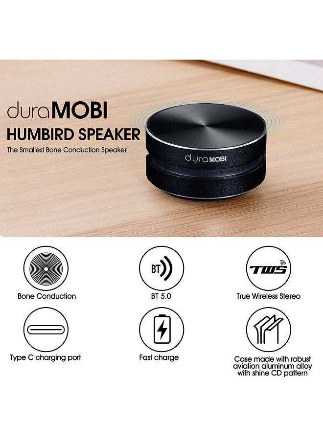 dura MOBI - 1 Pack Wirelessly BT Speaker Bone Conduction Speakers Mini Portable Loud Stereo Sound Built-in Mic Sound Box Black - Image 1