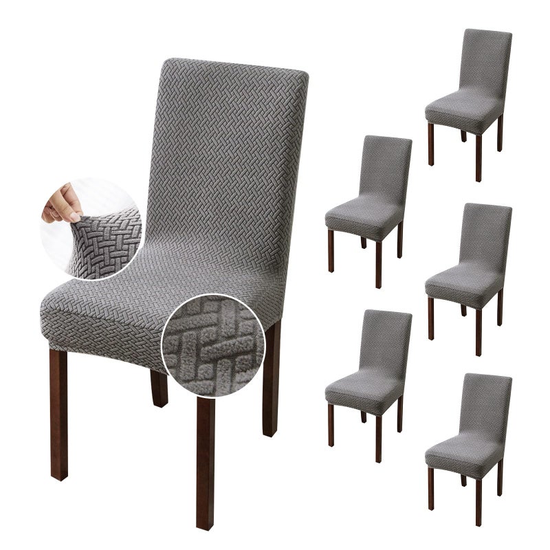 Genina Chair Covers for Dining Room  Stretch Slipcovers for Kitchen Parsons Chairs Gray 6 PCS