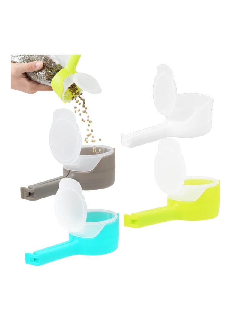 Bag Clips for Food, Food Storage Sealing Clips with Pour Spouts, Food Sealing Bag Clips, Bag Moisture Sealing Clamp, for Kitchen Food Storage and Organization, Food Preservation Tool (4 Pack)  - Image 1