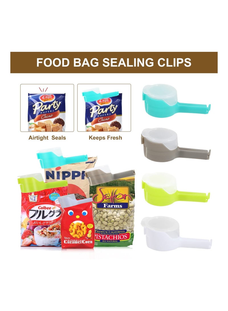 Bag Clips for Food, Food Storage Sealing Clips with Pour Spouts, Food Sealing Bag Clips, Bag Moisture Sealing Clamp, for Kitchen Food Storage and Organization, Food Preservation Tool (4 Pack)  - Image 3