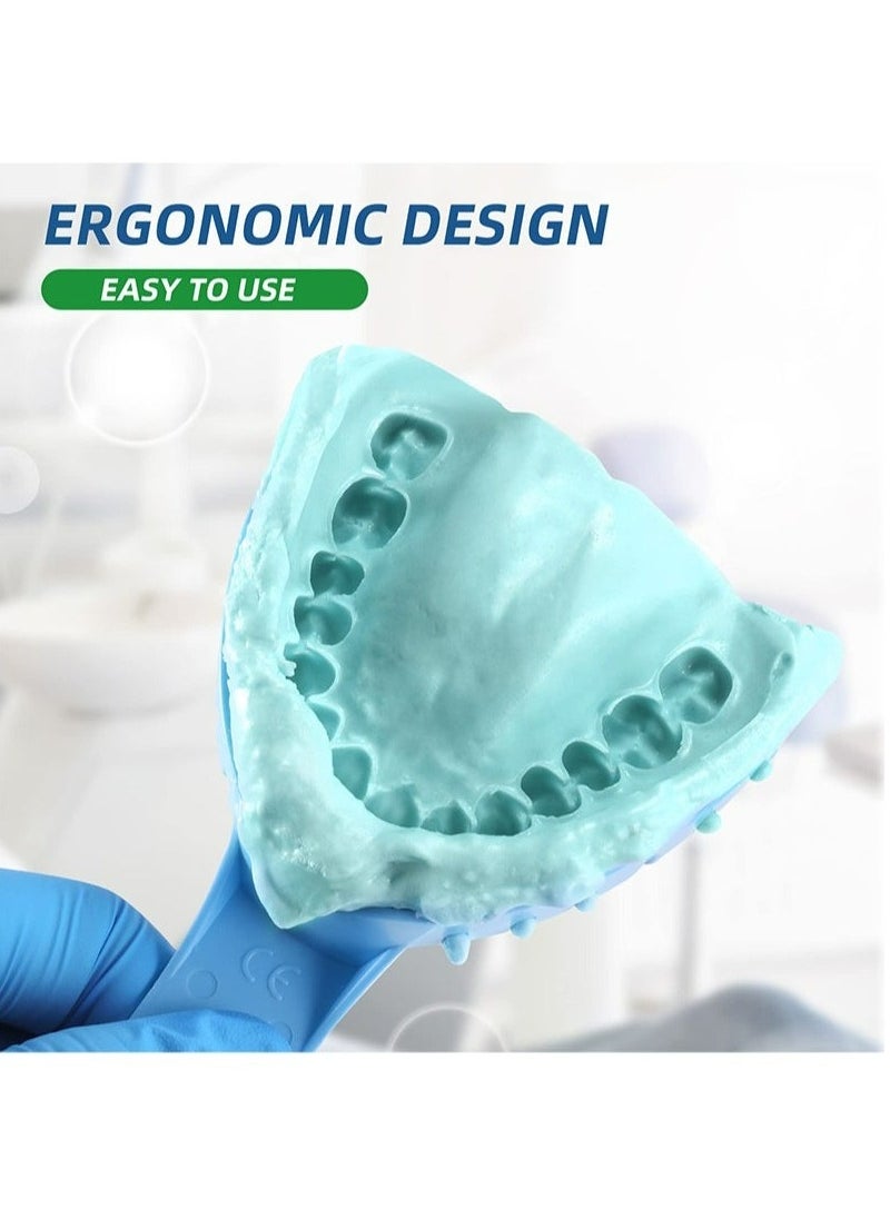 Geustos - Dental Impression Trays Autoclavable 10 PCS Perforated Impression Trays Set Plastic Teeth Holder for Dental Clinic Lab Equipment Dental Students-Blue - Image 1
