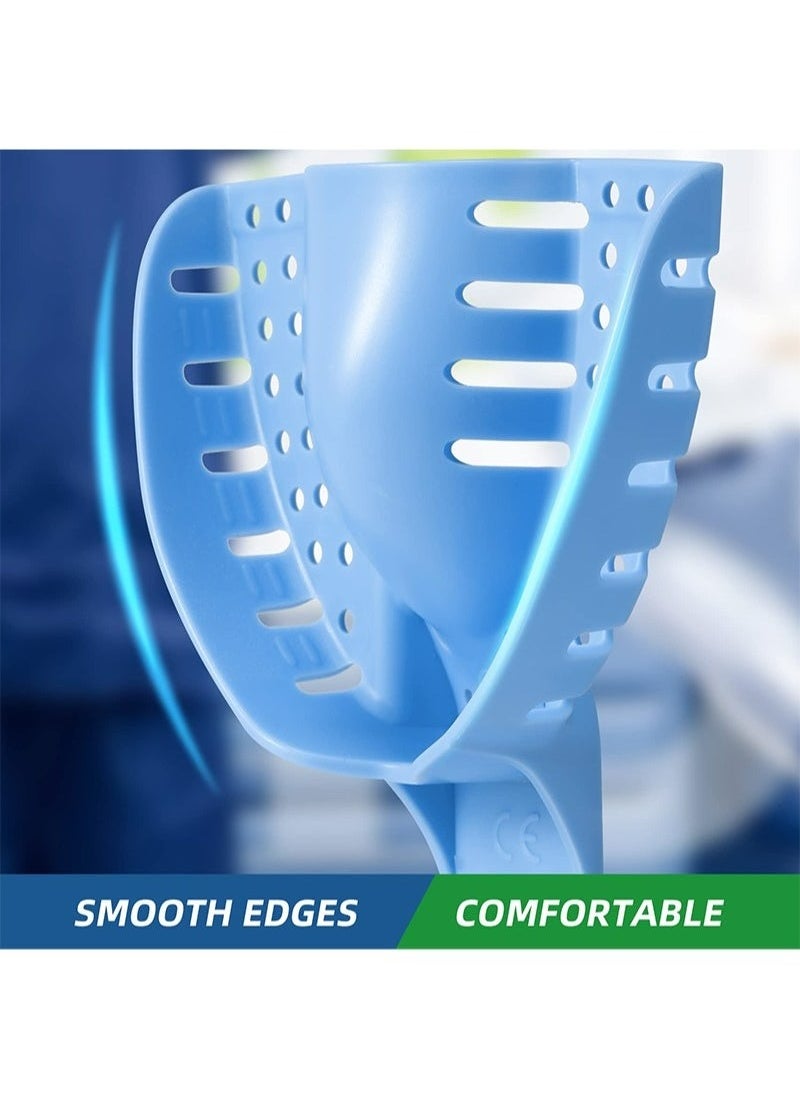 Geustos - Dental Impression Trays Autoclavable 10 PCS Perforated Impression Trays Set Plastic Teeth Holder for Dental Clinic Lab Equipment Dental Students-Blue - Image 1