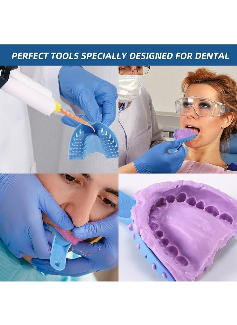 Geustos - Dental Impression Trays Autoclavable 10 PCS Perforated Impression Trays Set Plastic Teeth Holder for Dental Clinic Lab Equipment Dental Students-Blue - Image 1