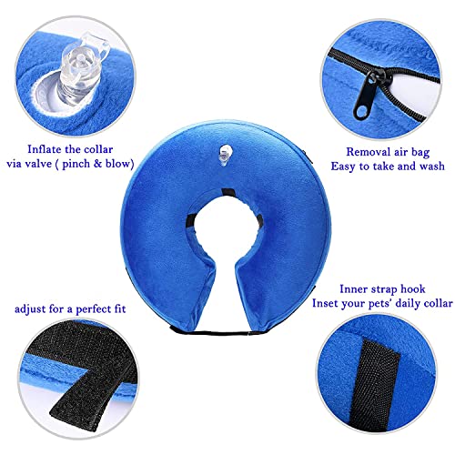Qpets® Dog Collar, E Collar for Cats Inflatable Dog Cone Collar with Soft Cotton Cover & Adjustable Size, After Surgery for Anti-Licking Cone Collar for Cat Dog(M, 25-36cm) - Image 3