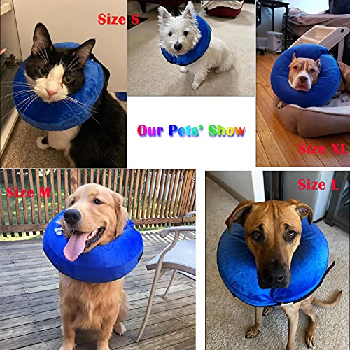 Qpets® Dog Collar, E Collar for Cats Inflatable Dog Cone Collar with Soft Cotton Cover & Adjustable Size, After Surgery for Anti-Licking Cone Collar for Cat Dog(M, 25-36cm) - Image 5