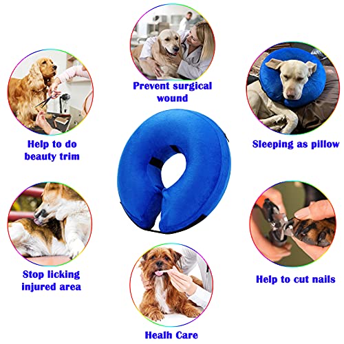 Qpets® Dog Collar, E Collar for Cats Inflatable Dog Cone Collar with Soft Cotton Cover & Adjustable Size, After Surgery for Anti-Licking Cone Collar for Cat Dog(M, 25-36cm) - Image 4
