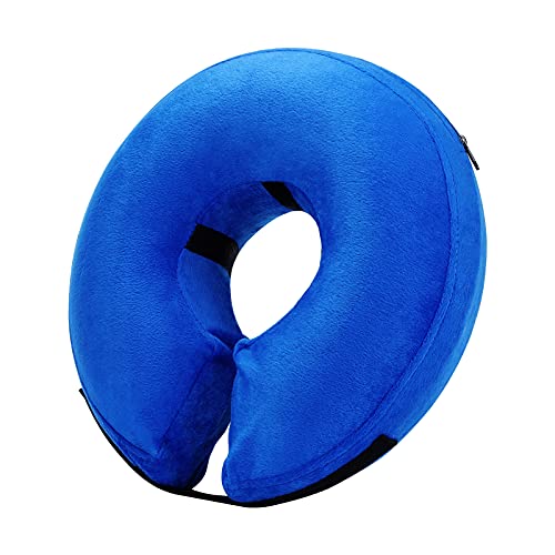Qpets® Dog Collar, E Collar for Cats Inflatable Dog Cone Collar with Soft Cotton Cover & Adjustable Size, After Surgery for Anti-Licking Cone Collar for Cat Dog(M, 25-36cm) - Image 1
