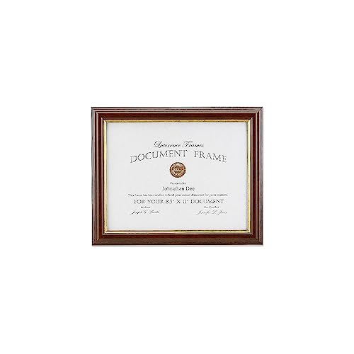 Lawrence Frames 185181 Walnut and Gold Document Picture Frame, 8.5x11 - Image 1