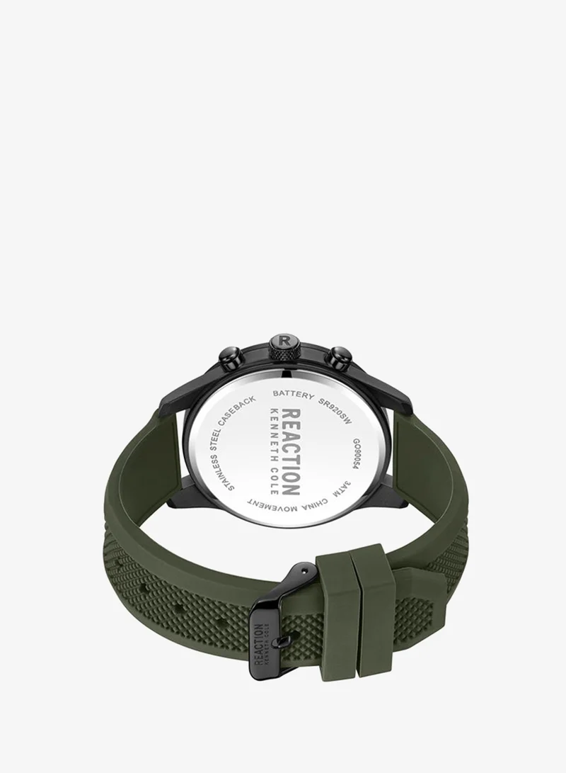 Kenneth Cole Reaction  Kenneth Cole Reaction Chronograph Gents Watch With Olive Green Silicon Strap 46mm - KRWGO9005403 for Men | Best Price UAE