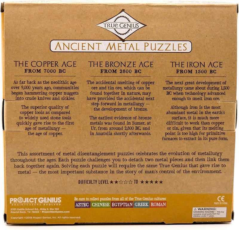 Project Genius - 12pc Ancient Metal Assortment, Metal Brain Teaser, 3D Assembly & Disassembly Puzzle - Image 3