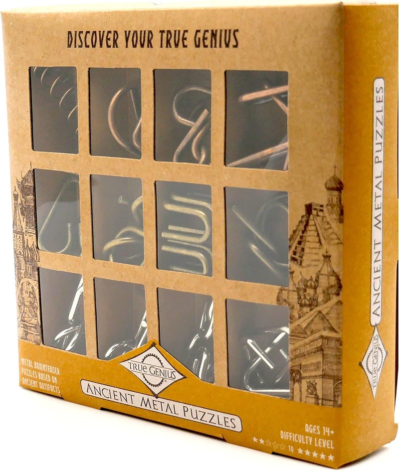 Project Genius - 12pc Ancient Metal Assortment, Metal Brain Teaser, 3D Assembly & Disassembly Puzzle - Image 2