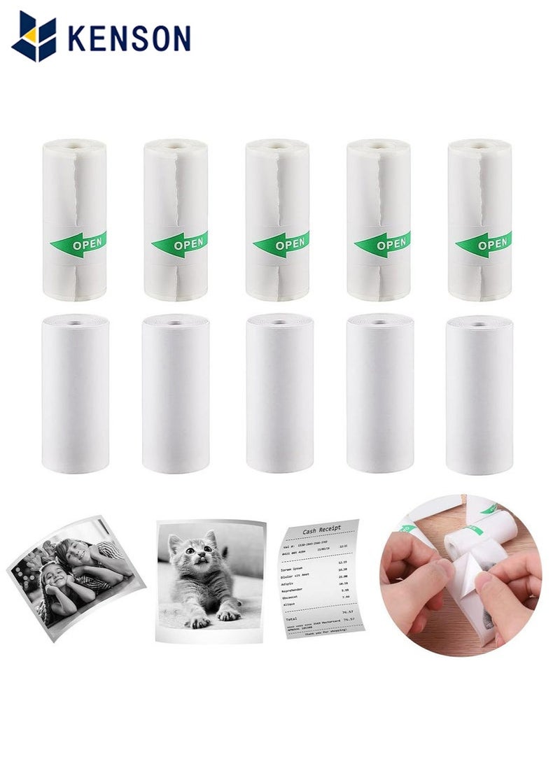 KENSON 10 Rolls mini printer paper,for Inkless Mini Pocket Printer,Portable Thermal Printer, Sticker Printer Paper,Including 5 rolls of adhesive thermal Paper for Photo Journal Notes Memo, 57x25mm - Image 1