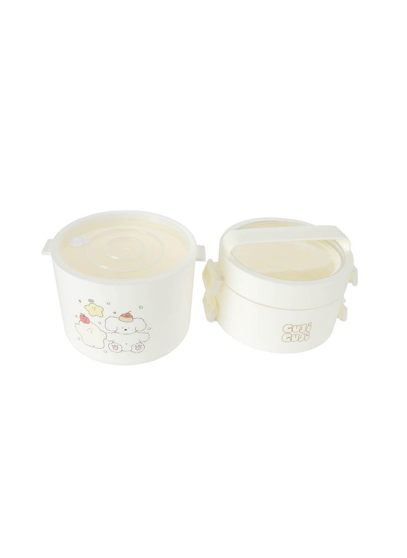 Miniso MINISO Guji Guji Bread Baking Series Double Layer Bento Box (1700mL)(White)  - Image 4