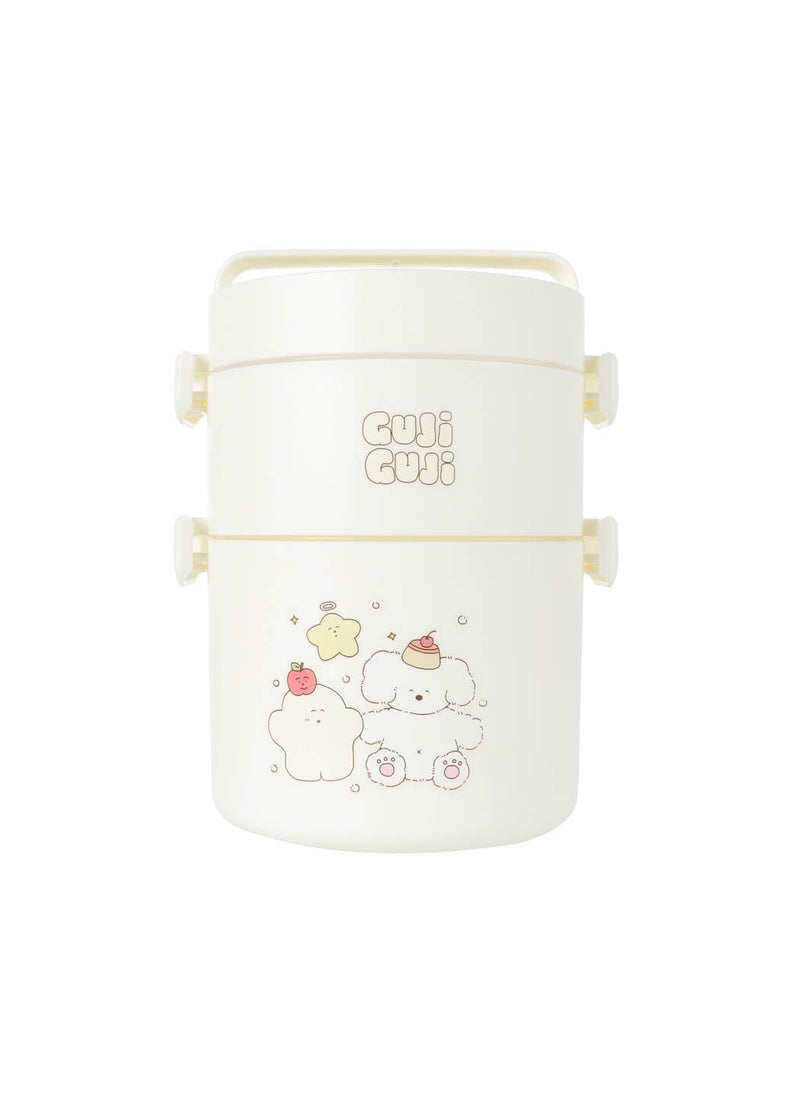 Miniso MINISO Guji Guji Bread Baking Series Double Layer Bento Box (1700mL)(White)  - Image 1