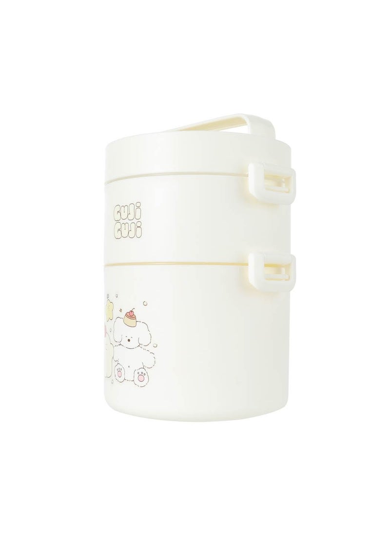 Miniso MINISO Guji Guji Bread Baking Series Double Layer Bento Box (1700mL)(White)  - Image 3