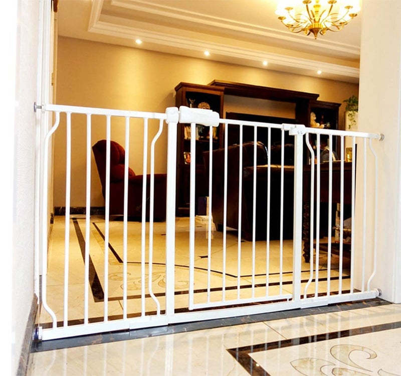 ALLAIBB Extra Wide Pressure Mount Baby Gate Auto Close White Metal Child Dog Pet Safety Gates with Walk Through for Stairs,Doorways,Kitchen and Living Room Suit for 57.48-62.20inch - Image 1