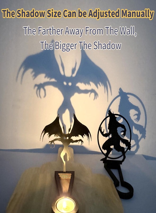 Sanmtang Halloween Candle Holder Spooky Ghost Tealight Shadow Caster Decorations Skeletons Black Metal Desk Candlestick Holder Ornament for Home Party,Scary Candle Stands Table Decor (Mothman) - Image 4