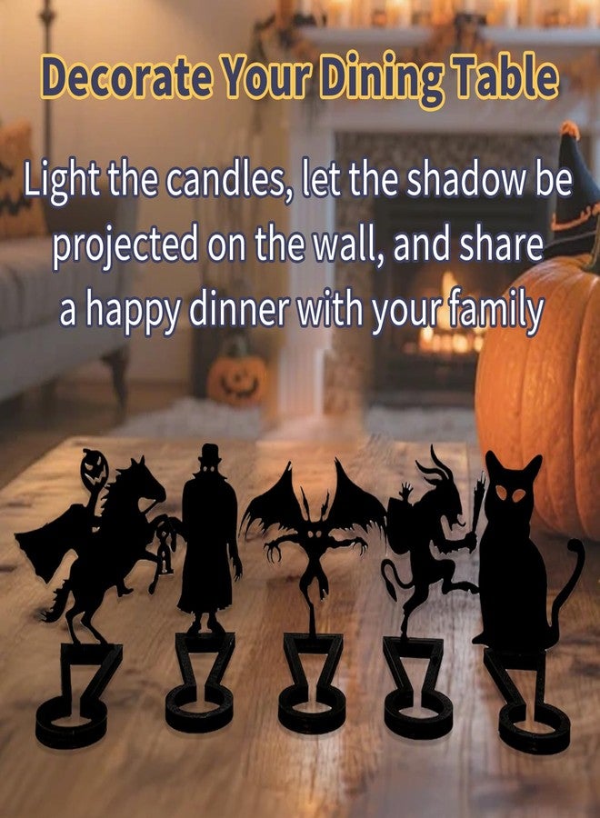 Sanmtang Halloween Candle Holder Spooky Ghost Tealight Shadow Caster Decorations Skeletons Black Metal Desk Candlestick Holder Ornament for Home Party,Scary Candle Stands Table Decor (Mothman) - Image 5