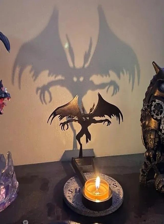 Sanmtang Halloween Candle Holder Spooky Ghost Tealight Shadow Caster Decorations Skeletons Black Metal Desk Candlestick Holder Ornament for Home Party,Scary Candle Stands Table Decor (Mothman) - Image 1
