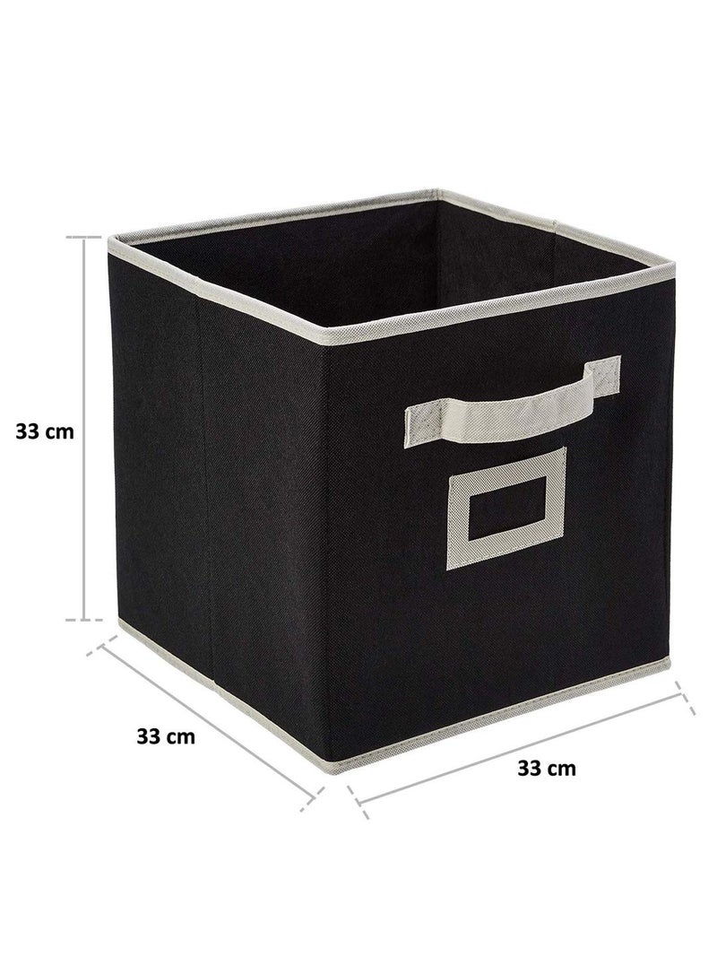 Kuber Industries Kuber Industries Non Woven Fabric Foldable Storage Cube Box with Handle, Extra (2 Pieces, Small & Large, Black)-KUBMART1916  - Image 5