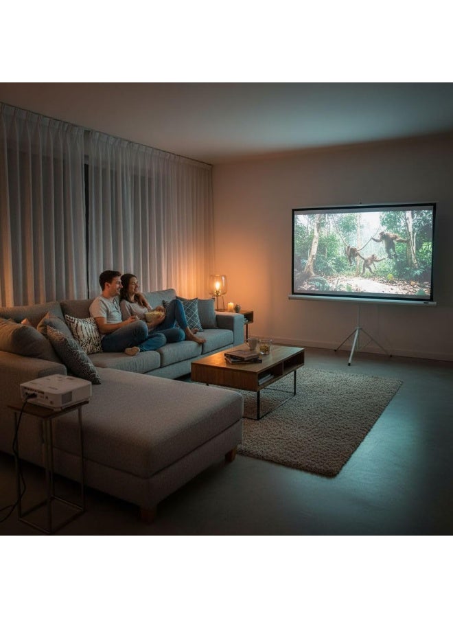 جرين ليون شاشة عرض محمولة مع حامل ثلاثي القوائم 72 بوصة، قابلة للتعديل من حيث الارتفاع، زاوية رؤية 160°، خالية من التجاعيد، شاشة مقاومة للانعكاس - بيضاء غير لامعة - Image 5