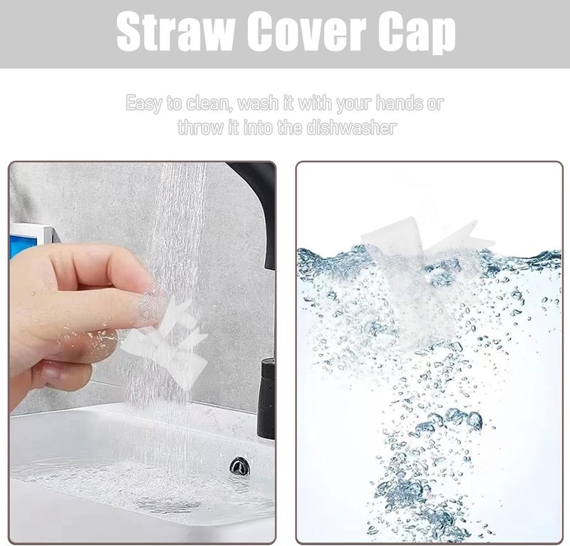 Hpebl 4Pcs Silicone Straw Toppers Covers for Stanley Cups 40/30oz 10mm(0.4in) Flash White Dust-Proof Bow Straw Covers Toppers White Suitbale for Stanley Cup Accessories Reusable Straws Caps - Image 3