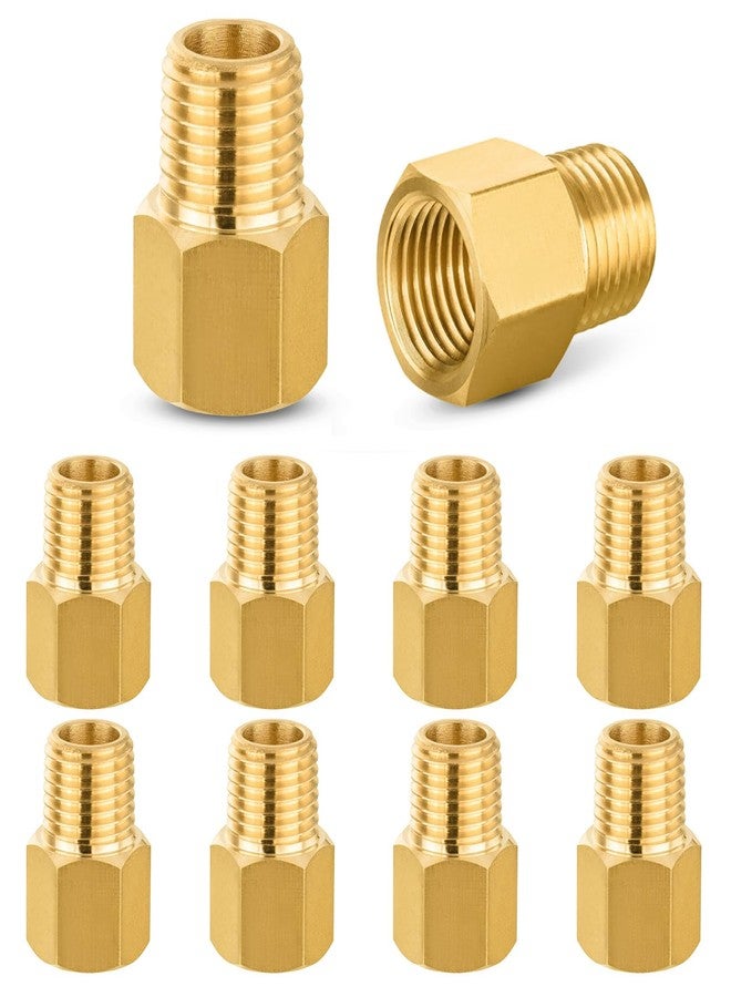 GUOFIS 10 PACK GUOFIS Brass Pipe Fittings - 1/4" Male NPT x 3/8" Female NPT Reducing Adapter to Alter Pipe Diameters - Image 1