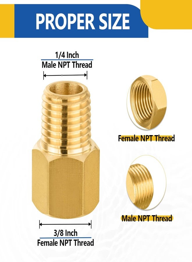 GUOFIS 10 PACK GUOFIS Brass Pipe Fittings - 1/4" Male NPT x 3/8" Female NPT Reducing Adapter to Alter Pipe Diameters - Image 2