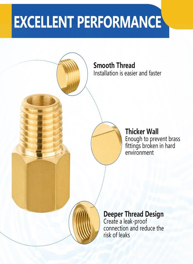 GUOFIS 10 PACK GUOFIS Brass Pipe Fittings - 1/4" Male NPT x 3/8" Female NPT Reducing Adapter to Alter Pipe Diameters - Image 4