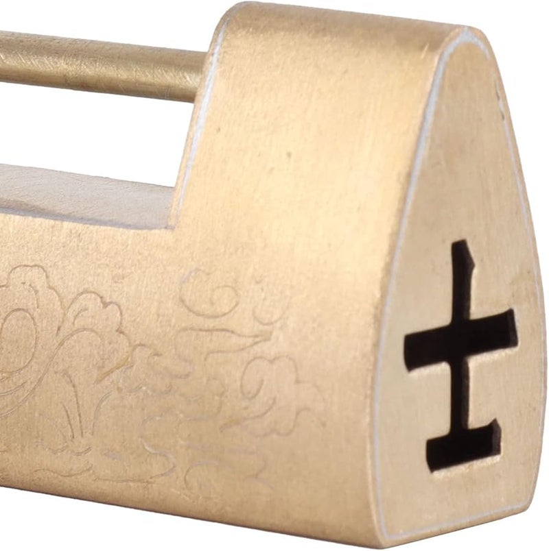 Vintage Carved Fish Padlock with Key Copper Pendant for Jewelry Box Drawer Cabinet - Image 3