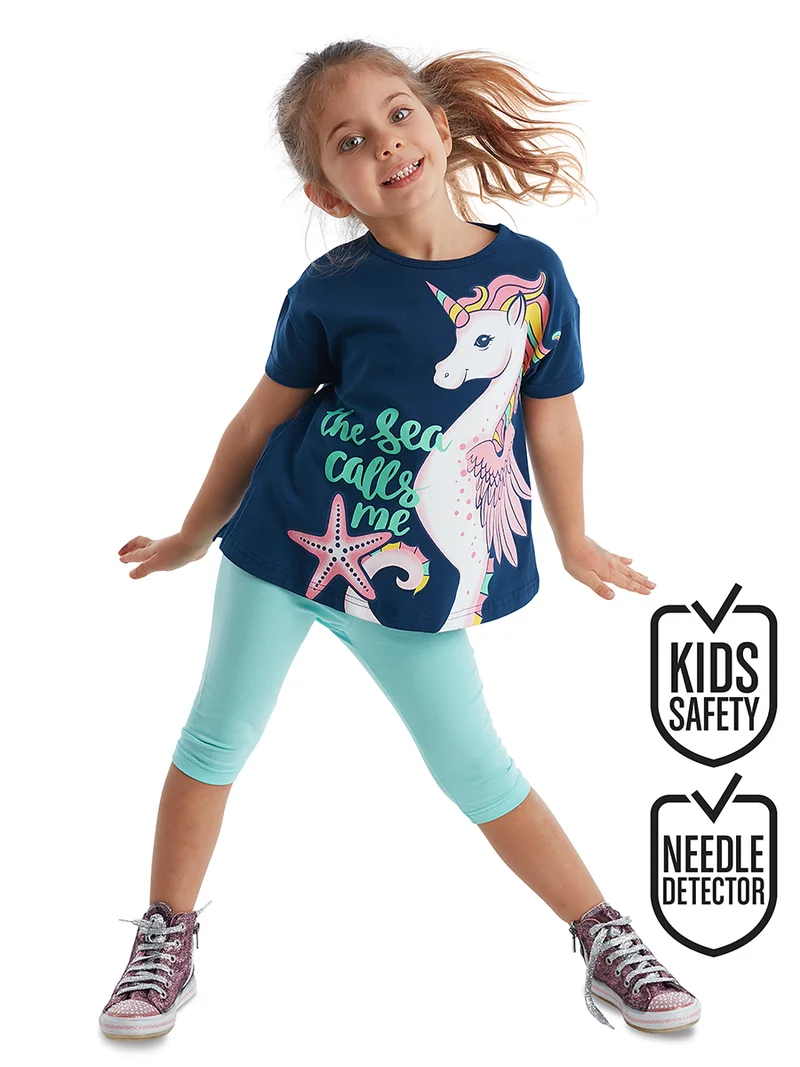 MSHB&G Sea Horse Unicorn Girl Leggings T-shirt Set