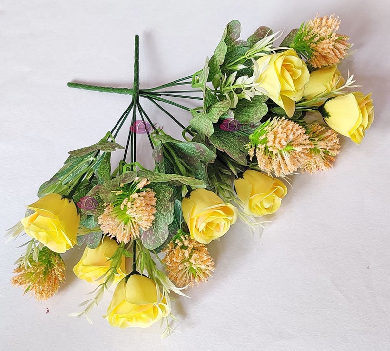 ARTSY® Artificial Flowers for Decoration Rose Flower Bunch for vase/Pot, Home/Office Decor, Gift, Artificial Plant, Craft, Without Vase, Pack of 2 Piece, Yellow, 40 cm Height - Image 4