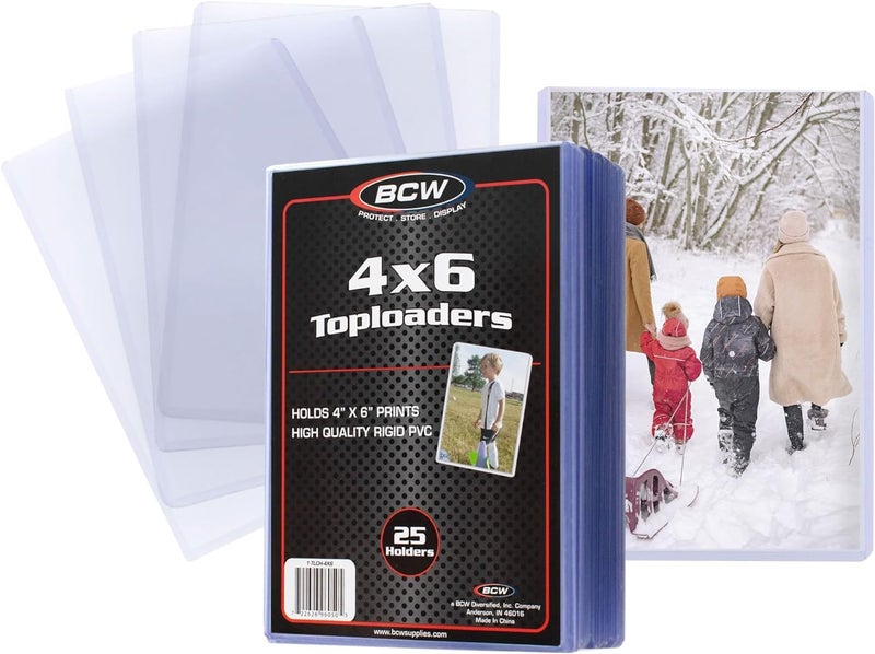 BCW 4x6 Photo & Postcard Topload Holders – 50 Pack | Blue-Tinted 4x6 Toploader Protectors for Photos, Prints & Postcards | Rigid Plastic Toploaders for Display & Storage - Image 1